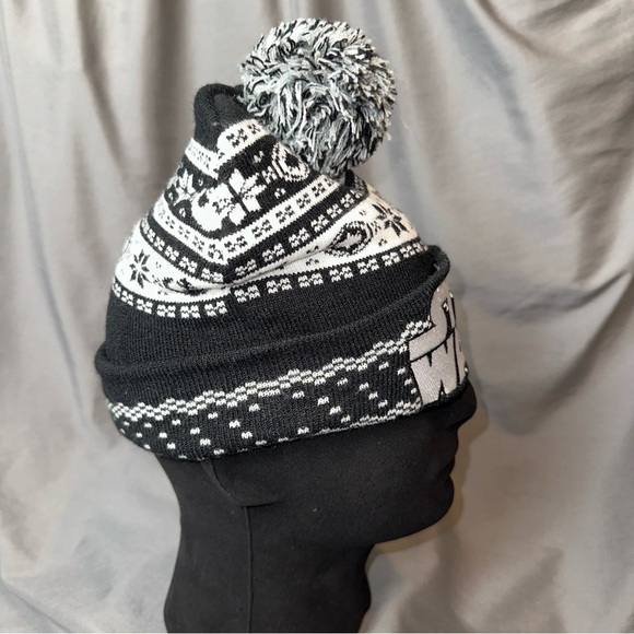 Star Wars Hat Mens OSFM Black White Galactic Imperial Rebel Knit Cuff Beanie Cap - Picture 6 of 7